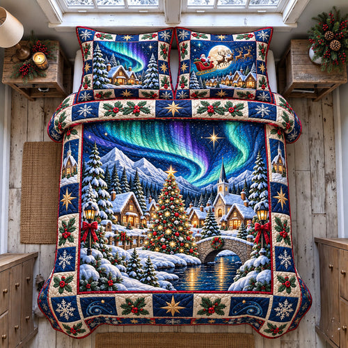 Northern Lights Christmas 3-Piece Quilted Bedding Set GFTOHNL3479