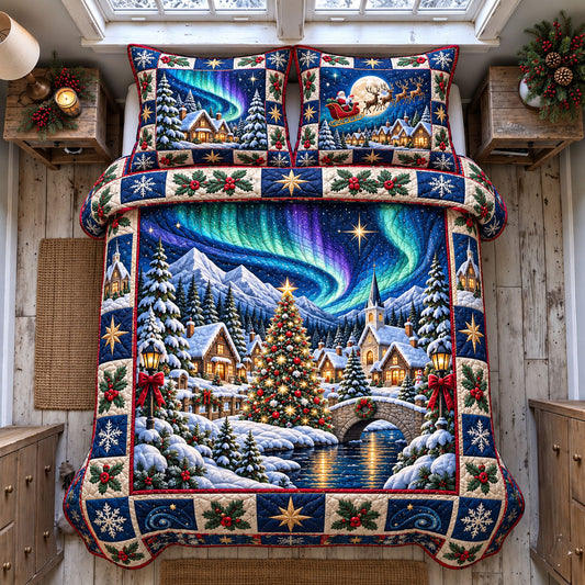 Northern Lights Christmas 3-Piece Quilted Bedding Set GFTOHNL3479