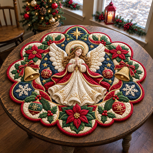 Christmas Angel Blessing Custom Shape Quilted Table Topper GFTOHNL3523