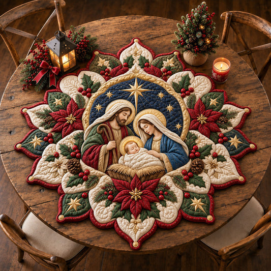 Holy Family Christmas Custom Shape Quilted Table Topper GFTOHNL3525