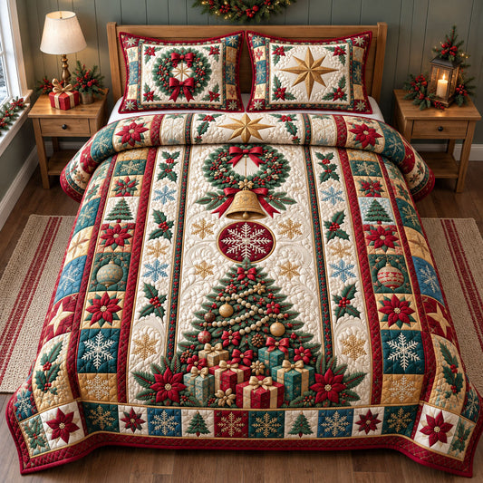 Christmas Tree Wishes 3-Piece Quilted Bedding Set GFTOHNL3528