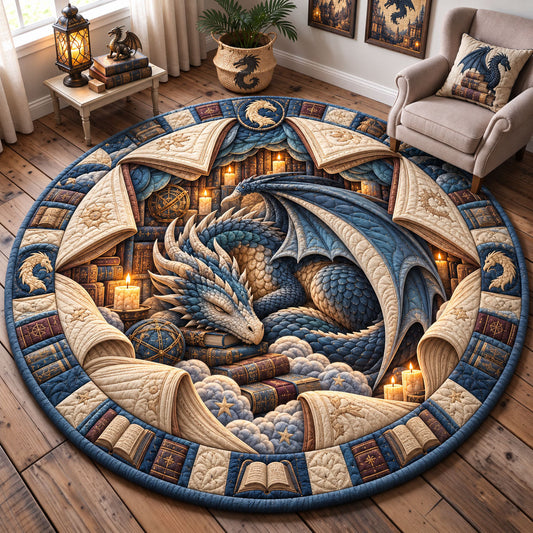 Sleeping Dragon Library Quilted Round Mat GFTOHNL3537