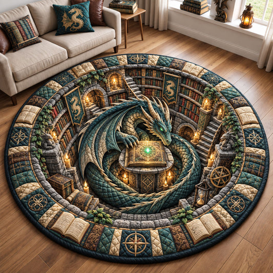 Dragon Mystic Library Quilted Round Mat GFTOHNL3539