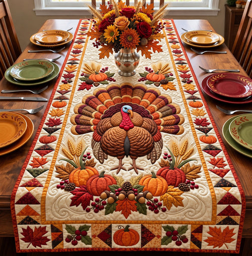 Thanksgiving Turkey Harvest Quilted Table Runner GFTOHNL3576