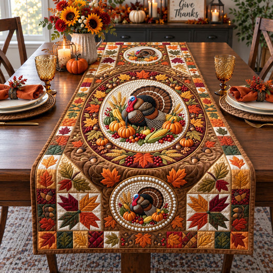 Autumn Turkey Blessings Quilted Table Runner GFTOHNL3580