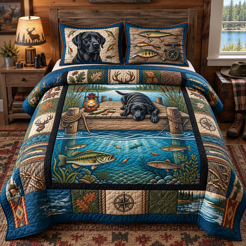 Lake Hunting Companion 3-Piece Quilted Bedding Set GFTOHNL3612