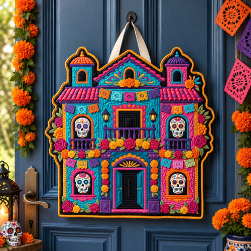 Day Of The Dead House Custom Shape Quilted Door Hanger GFTOHNL3619