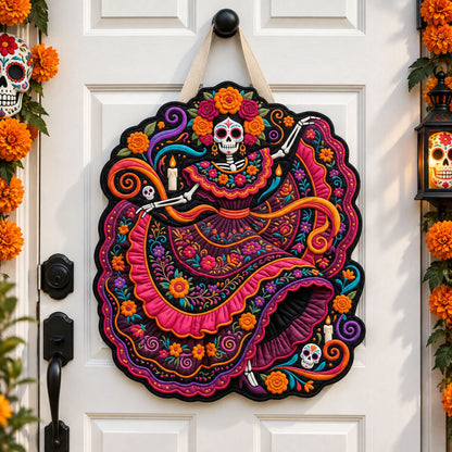 Day Of The Dead Dancer Custom Shape Quilted Door Hanger GFTOHNL3622