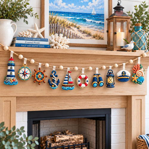 Coastal Nautical Adventure Custom Shape Quilted Garland GFTOHNL3673