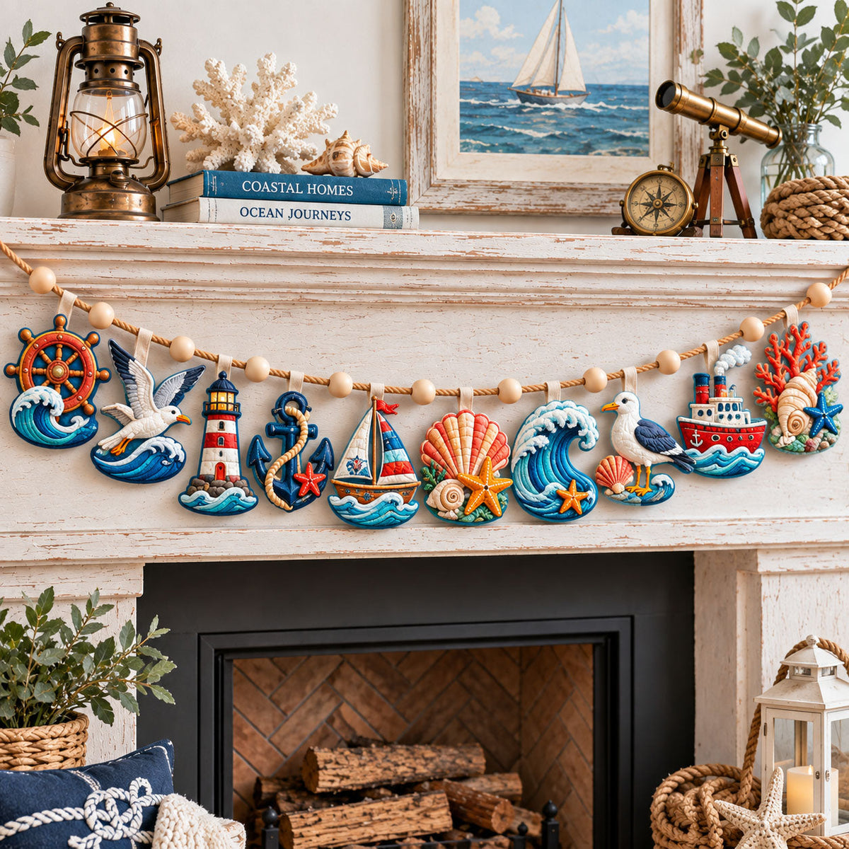 Seaside Sailing Journey Custom Shape Quilted Garland GFTOHNL3674