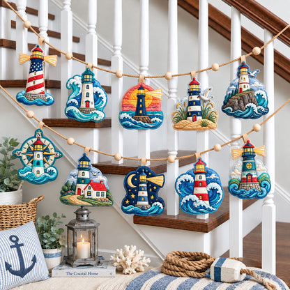Lighthouse By The Sea Custom Shape Quilted Garland GFTOHNL3676