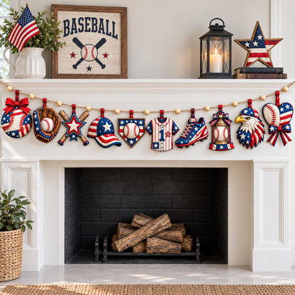 All American Baseball Custom Shape Quilted Garland GFTOHNL3716