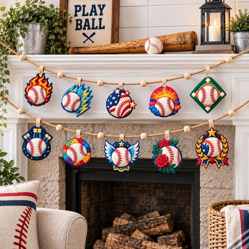 Baseball Power Hits Custom Shape Quilted Garland GFTOHNL3718