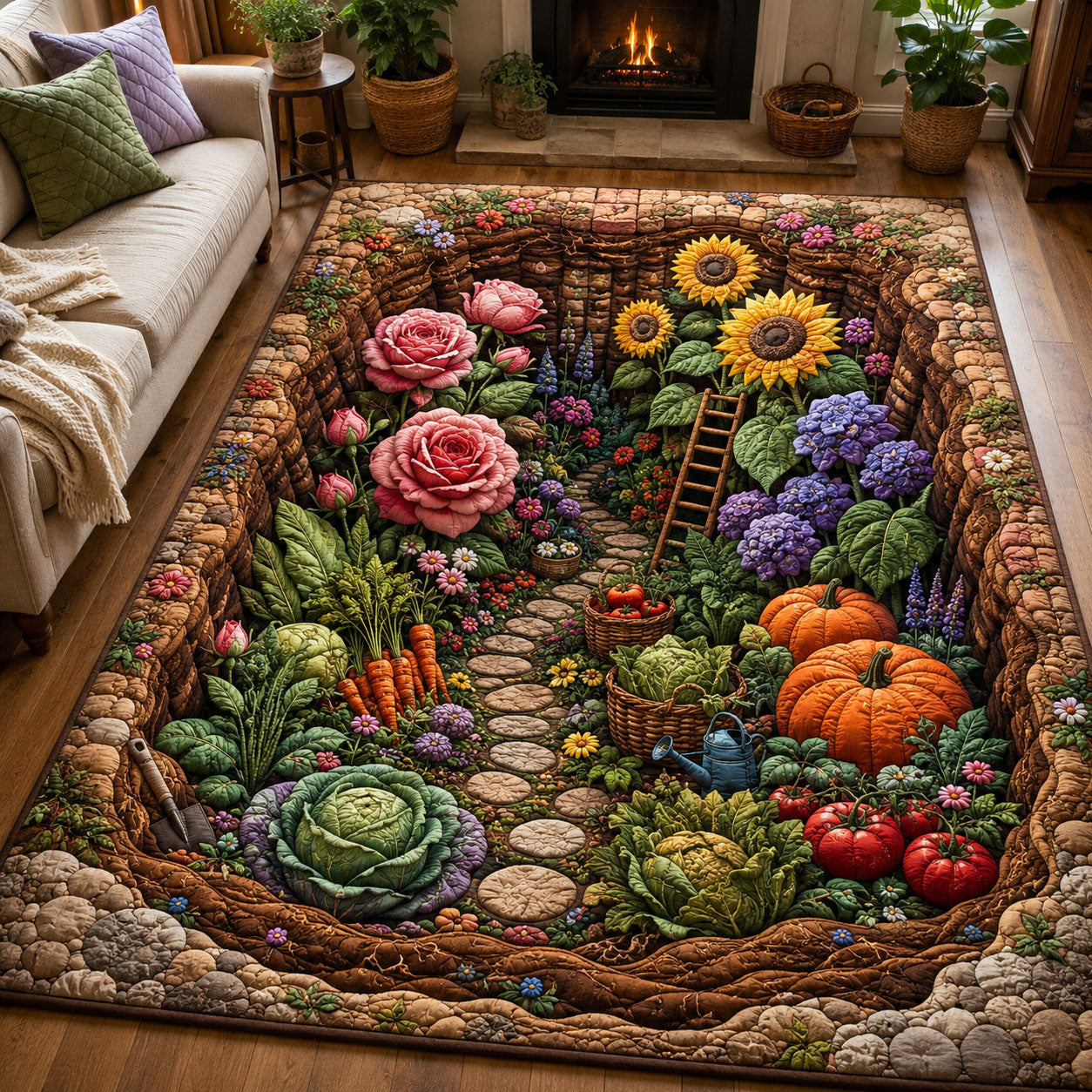Sunflower Harvest Garden Area Rug GFTOHNL372