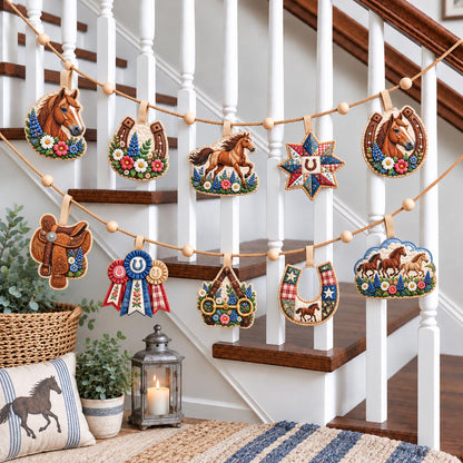Horse Country Charm Custom Shape Quilted Garland GFTOHNL3722
