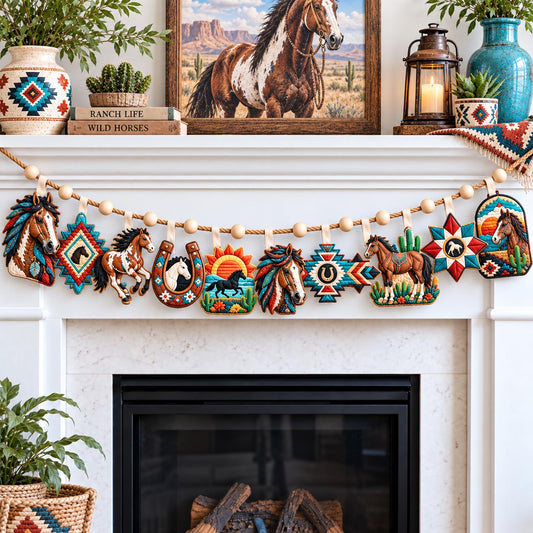 Western Horse Spirit Custom Shape Quilted Garland GFTOHNL3724