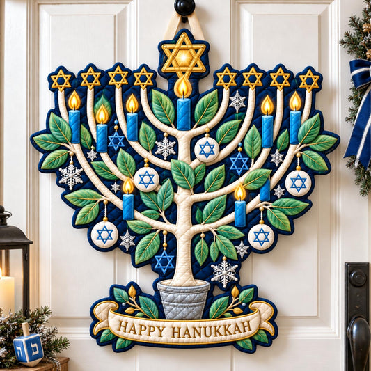 Hanukkah Tree Of Light Custom Shape Quilted Door Hanger GFTOHNL3729