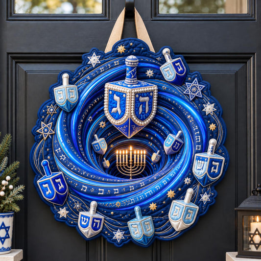 Hanukkah Dreidel Lights Custom Shape Quilted Door Hanger GFTOHNL3731