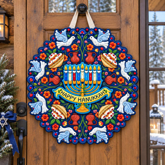 Hanukkah Dove Festival Custom Shape Quilted Door Hanger GFTOHNL3733