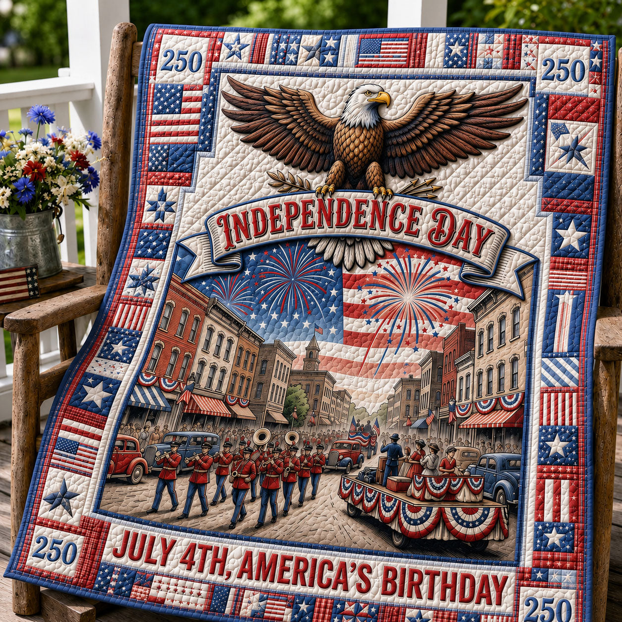 Eagle Independence Day Quilted Blanket GFTOHNL376