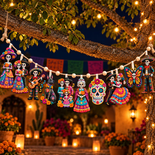 Day Of The Dead Celebration Custom Shape Quilted Garland GFTOHNL3763