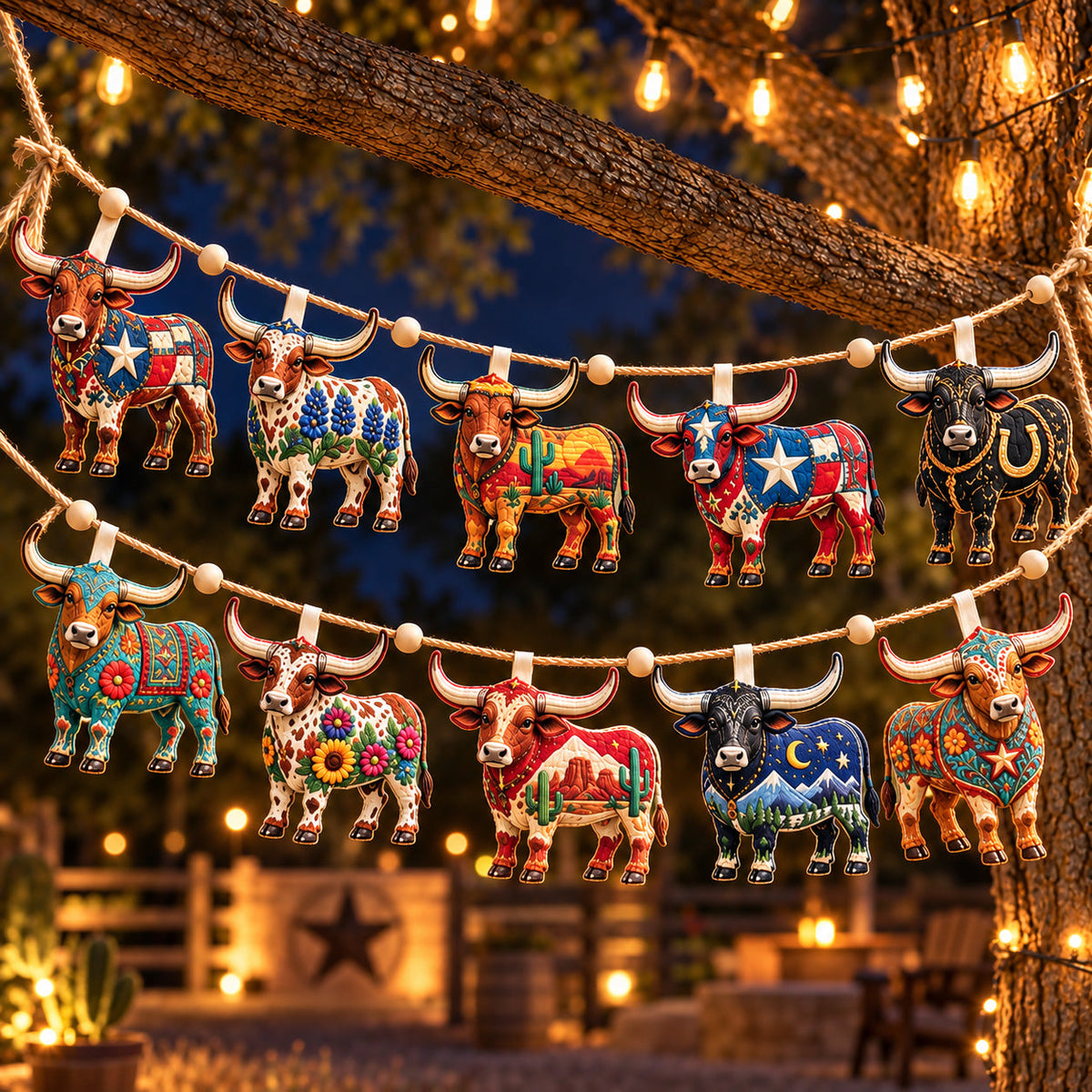 Texas Longhorn Pride Custom Shape Quilted Garland GFTOHNL3770