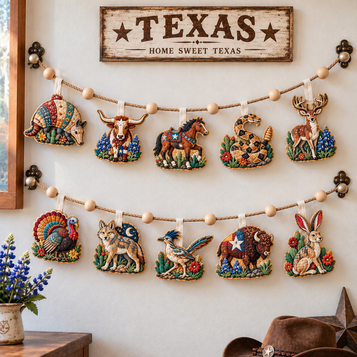 Texas Wildlife Custom Shape Quilted Garland GFTOHNL3771