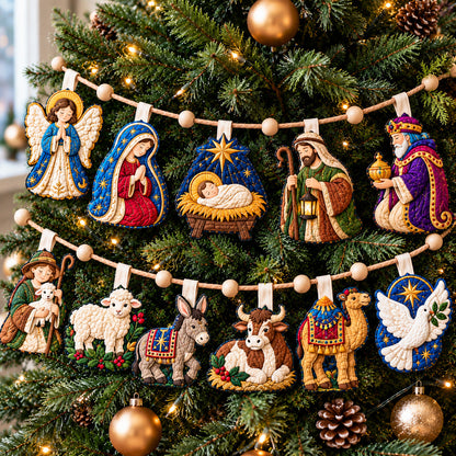 Christmas Nativity Story Custom Shape Quilted Garland GFTOHNL3818