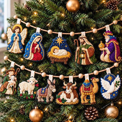 Christmas Nativity Story Custom Shape Quilted Garland GFTOHNL3818