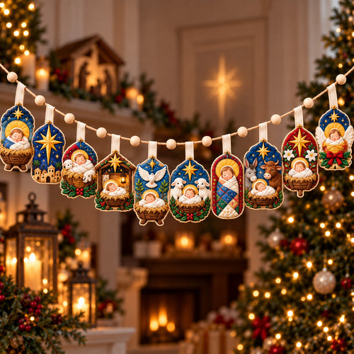 Baby Jesus Nativity Custom Shape Quilted Garland GFTOHNL3819