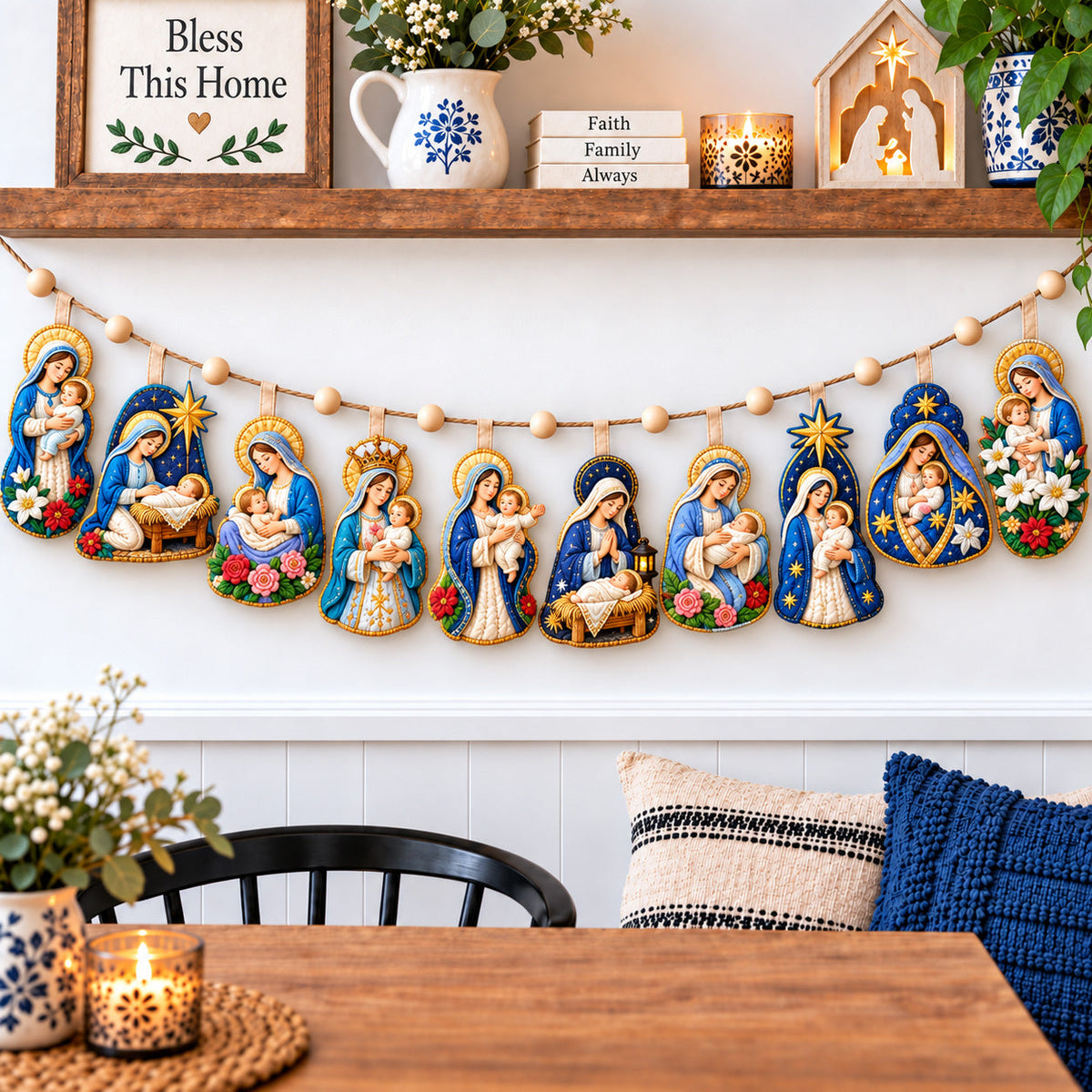 Blessed Mother And Child Custom Shape Quilted Garland GFTOHNL3820