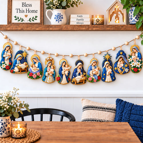 Blessed Mother And Child Custom Shape Quilted Garland GFTOHNL3820