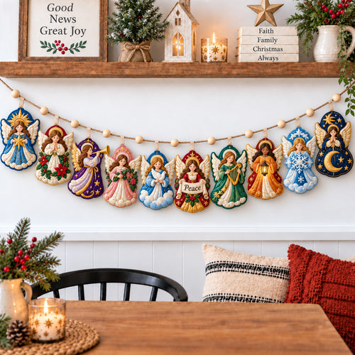 Angels Of Christmas Custom Shape Quilted Garland GFTOHNL3824