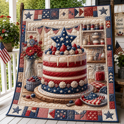 Patriotic Berry Cake Quilted Blanket GFTOHNL383