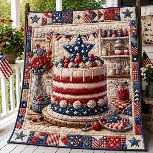 Patriotic Berry Cake Quilted Blanket GFTOHNL383