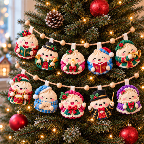 Dumpling Christmas Choir Custom Shape Quilted Garland GFTOHNL3854