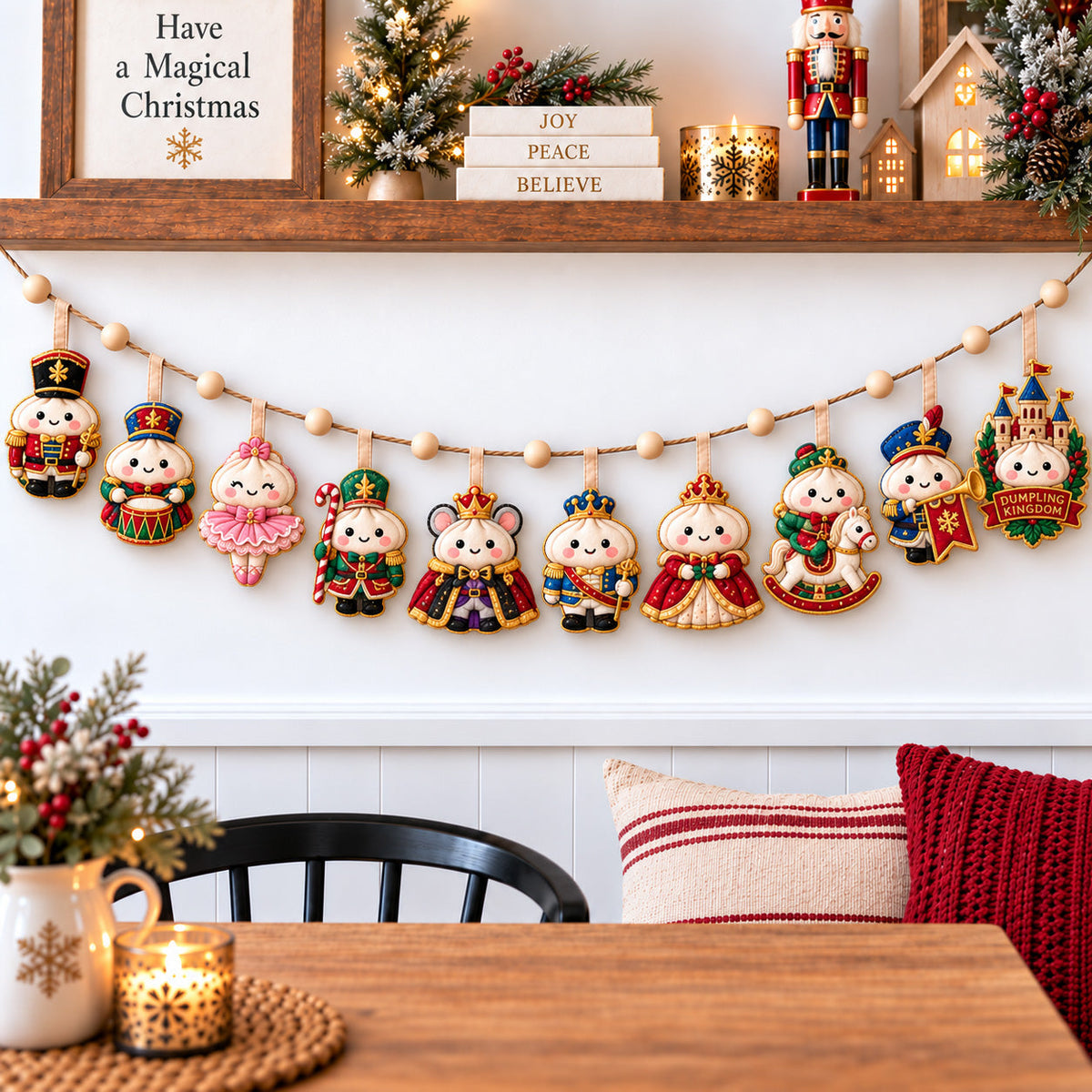Dumpling Christmas Kingdom Custom Shape Quilted Garland GFTOHNL3855