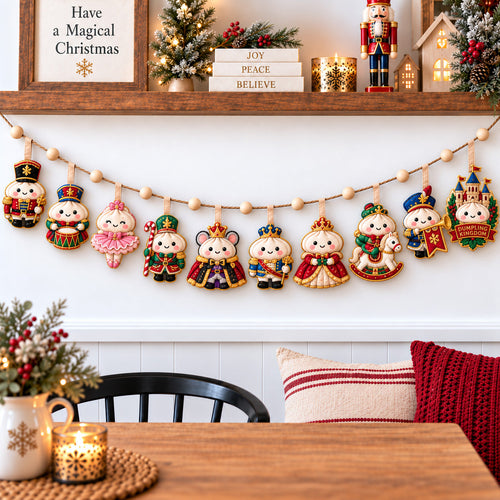 Dumpling Christmas Kingdom Custom Shape Quilted Garland GFTOHNL3855