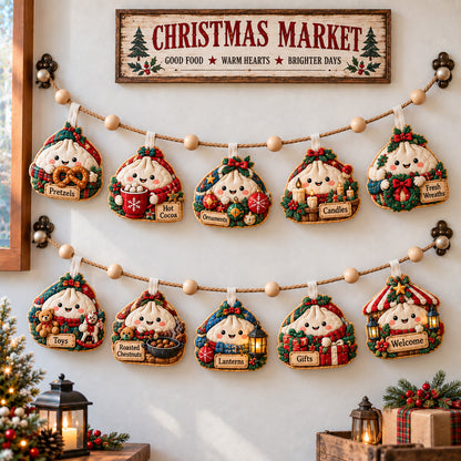 Dumpling Christmas Market Custom Shape Quilted Garland GFTOHNL3856