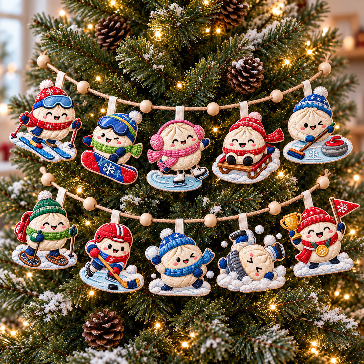 Dumpling Winter Games Custom Shape Quilted Garland GFTOHNL3857