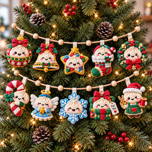 Dumpling Christmas Ornaments Custom Shape Quilted Garland GFTOHNL3858