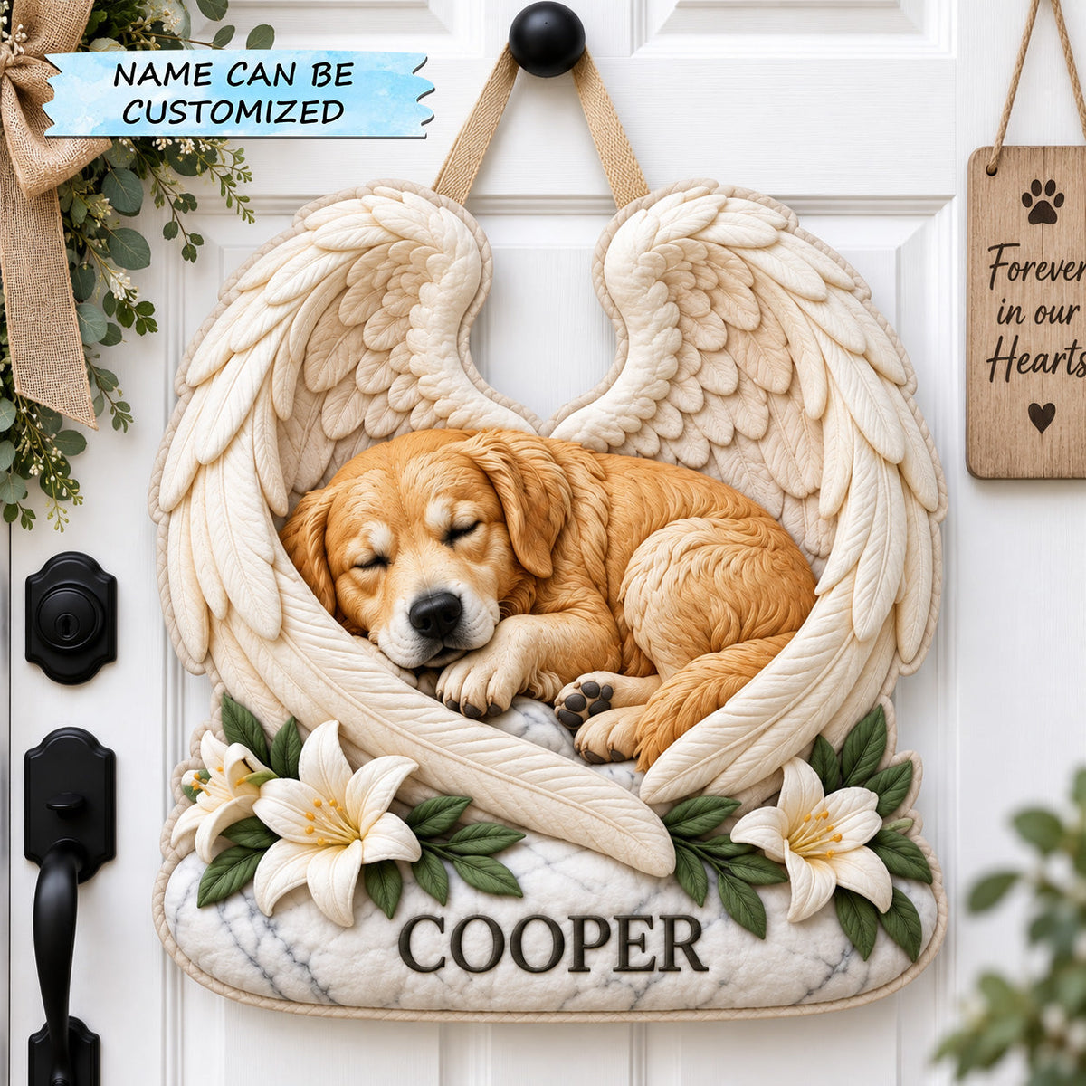 Angel Wings Pet Memorial Custom Shape Quilted Door Hanger QTCUZ GFTOHNL3859