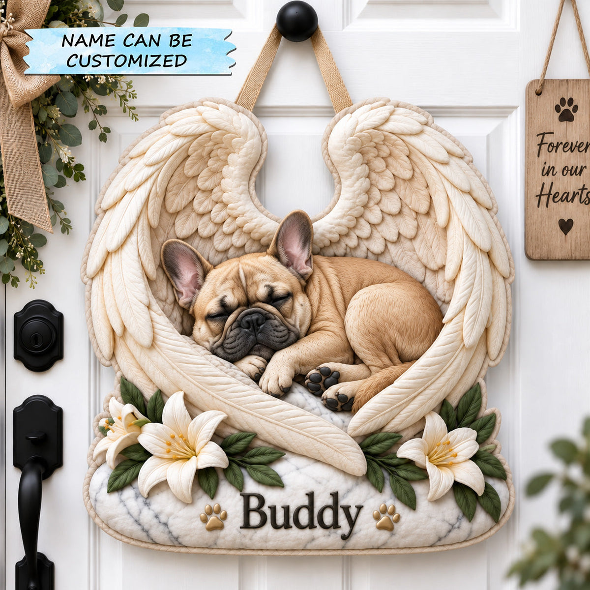 Angel Wings Pet Memorial Custom Shape Quilted Door Hanger QTCUZ GFTOHNL3859