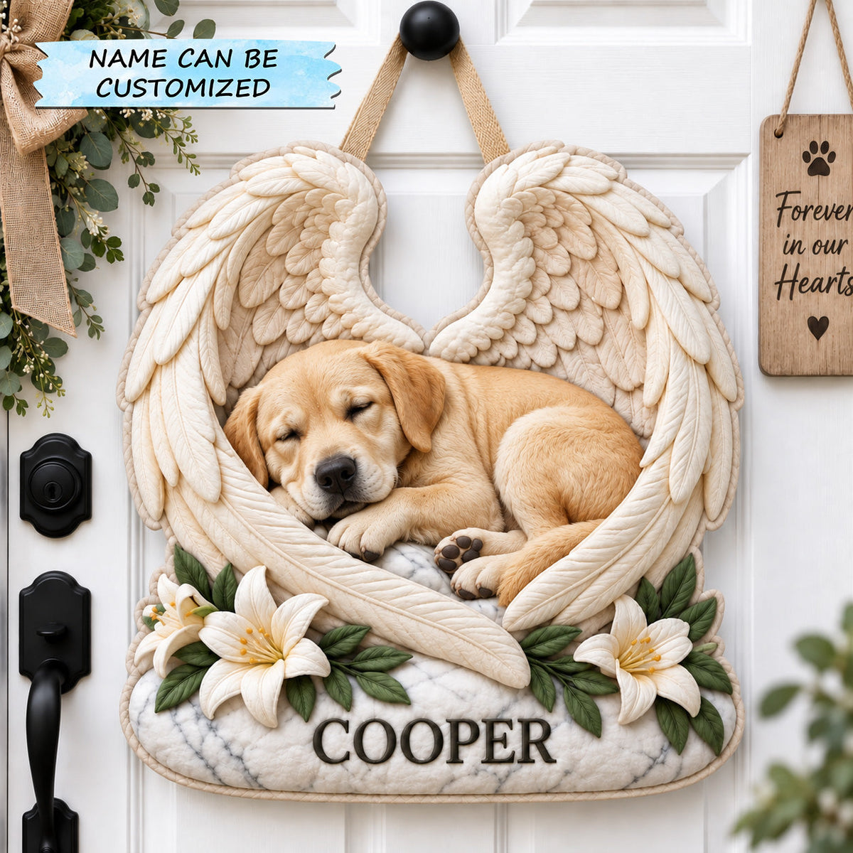Angel Wings Pet Memorial Custom Shape Quilted Door Hanger QTCUZ GFTOHNL3859
