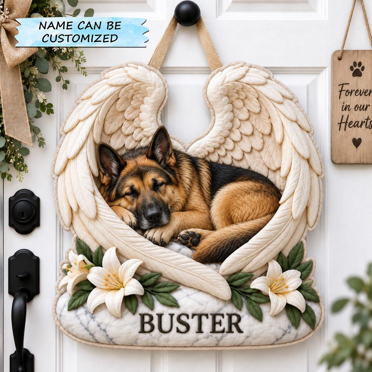 Angel Wings Pet Memorial Custom Shape Quilted Door Hanger QTCUZ GFTOHNL3859