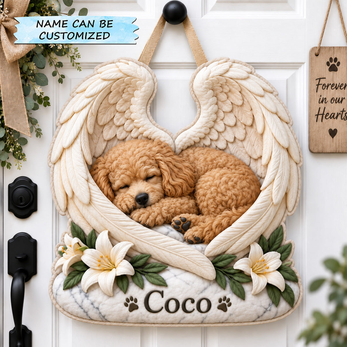 Angel Wings Pet Memorial Custom Shape Quilted Door Hanger QTCUZ GFTOHNL3859