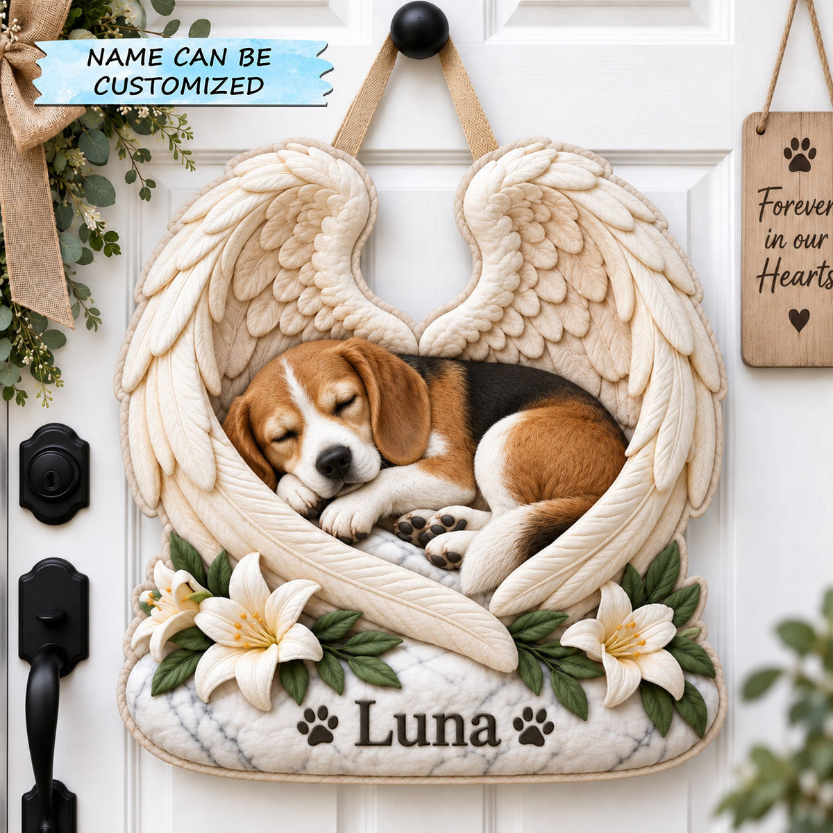 Angel Wings Pet Memorial Custom Shape Quilted Door Hanger QTCUZ GFTOHNL3859