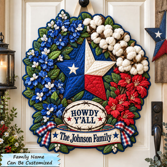 Texas Wildflower Pride Custom Shape Quilted Door Hanger QTCUZ GFTOHNL3914