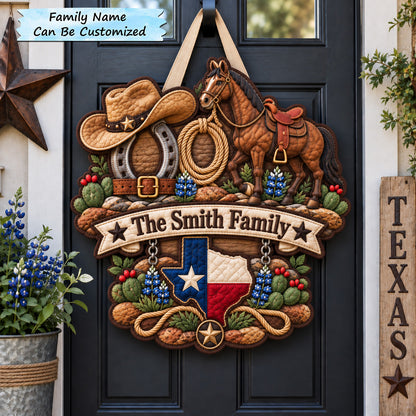 Texas Cowboy Spirit Custom Shape Quilted Door Hanger QTCUZ GFTOHNL3916