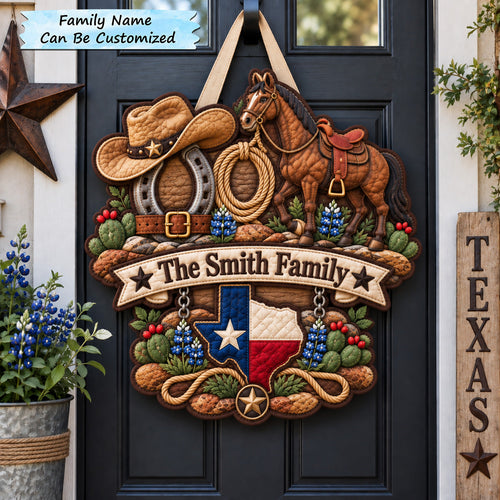 Texas Cowboy Spirit Custom Shape Quilted Door Hanger QTCUZ GFTOHNL3916